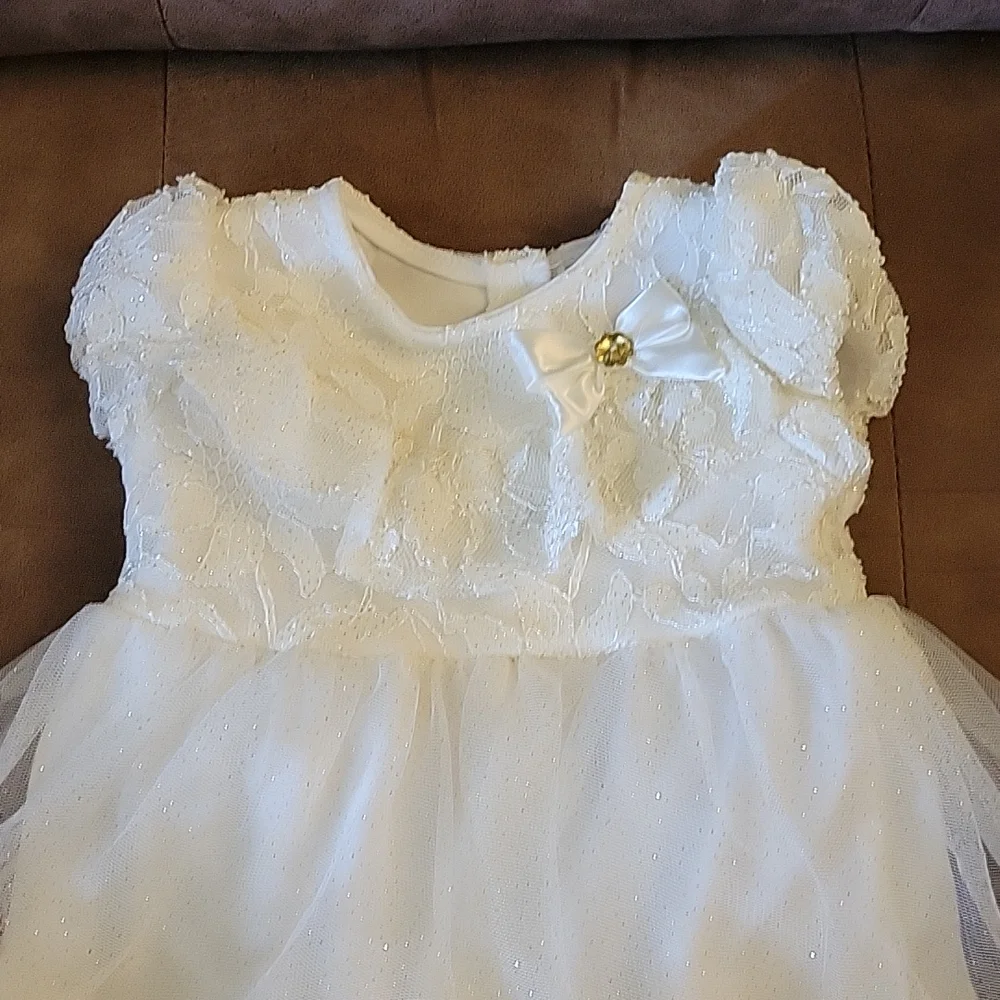 Nannette formal fancy rosette baby 12 month dress wedding baptism - Picture 2 of 9